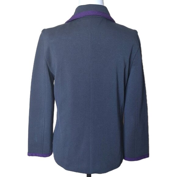 Lacoste Blazer Jacket Fitted Blue Lined Purple Preppy Career Size 40 SIze 8 - Picture 3 of 13